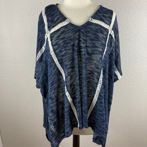 Signify Blue & White V-Neck Cover Up / Poncho - XL